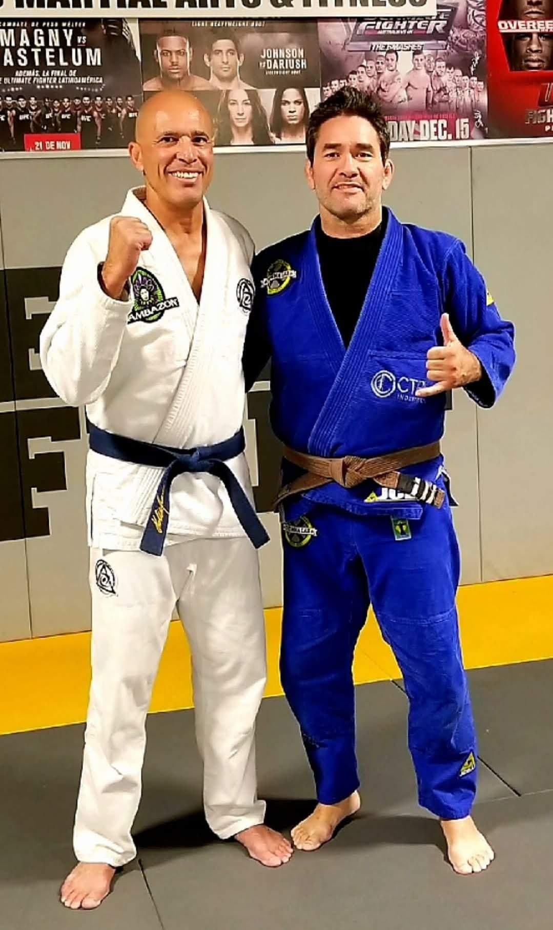 Head coach training with a Gracie family black belt
